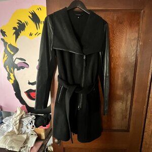 Mackage Black Jacket with Leather Sleeves